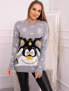 Vianočný sveter so sobom šedý