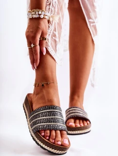 Damskie Klasyczne Klapki Z Łańcuszkiem Czarne Maddy