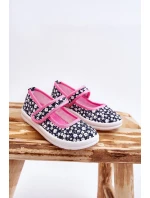 Dziecięce Baleriny Na Rzep W Print Granatowo-Różowe Selah