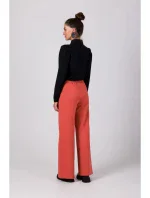 B275 Nohavice s predným prešívaním - tehlovo červená