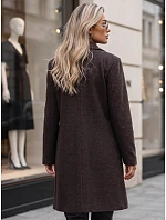 Dámsky klasický jednořadový kabát v čokoládovej farbe FashionStreet NY0814 Dámsky klasický jednořadový kabát v čokoládovej farbe FashionStreet NY0814