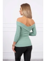 Blúzka s výstrihom do V tmavo mätová