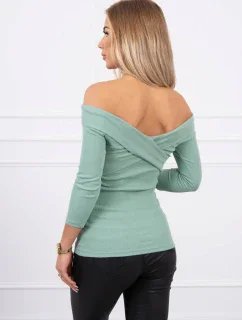 Blúzka s výstrihom do V tmavo mätová