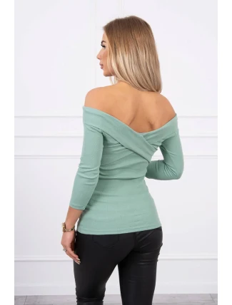 Blúzka s výstrihom do V tmavo mätová