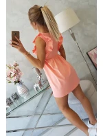 Šaty s volánikmi na bokoch marhuľová