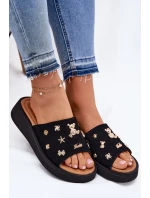 Zamszowe Klapki Damskie Z Przypinkami Vinceza 66741 Czarne