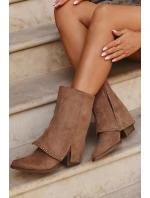 Kozaki Damskie Ocieplane Z Wywiniętą Cholewką Vinceza 16516 Beżowe