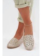 Dámské nazouvací baleríny s květinami zlaté Vennice