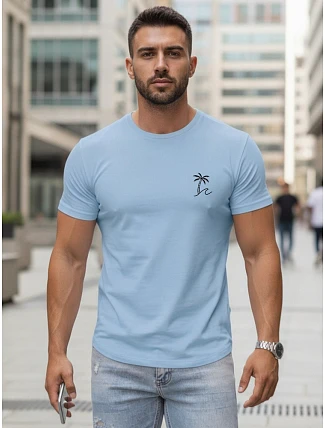 Pánske bavlnené tričko s klasickou modrou potlačou FashionStreet NX5105R