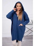 Zateplená mikina na zips s predĺženým zadným dielom, džínsovina Zateplená mikina na zips s predĺženým zadným dielom, džínsovina