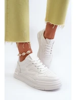 Sneakersy Damskie Na Platformie Z Eko Skóry Białe Lynnette