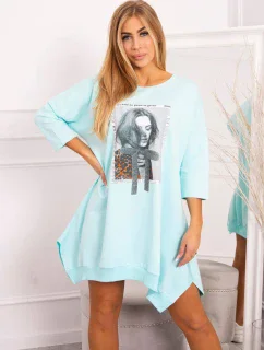 Šaty s potlačou a rozšírenou spodnou časťou mint