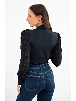 Dámske body s čipkovanými rukávmi, čierne Dámske body s čipkovanými rukávmi, čierne