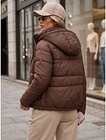 Dámska prešívaná bunda s kapucňou, hnedá, FashionStreet TY5861 Dámska prešívaná bunda s kapucňou, hnedá, FashionStreet TY5861