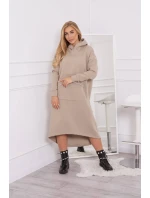 Zateplené šaty s kapucňou béžovej