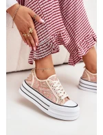 Niskie Trampki Damskie Na Platformie Różowe Melina