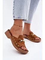Semišové dámske papuče Inblu TF0002KU Camel
