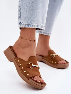Semišové dámske papuče Inblu TF0002KU Camel