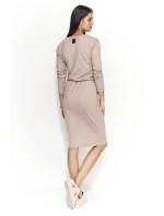 Dámske šaty s voľným strihom stredne dlhé capuccino - Hnedá - Numinou