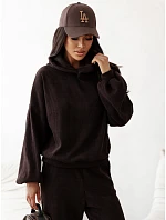 Dámska súprava z kordového úpletu s kapucňou a nohavicami v čokoládovej farbe FashionStreet AY1249 Dámska súprava z kordového úpletu s kapucňou a nohavicami v čokoládovej farbe FashionStreet AY1249
