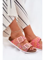 Klapki Damskie Z Klamrami I Brokatem S.Barski RB51-006 Pomarańczowe