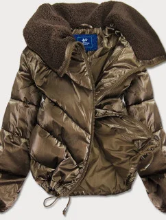 KRÁTKA OVERSIZE BUNDA SO ŠIROKÝMI RUKÁVMI HNEDÁ (J9-016)