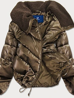 KRÁTKA OVERSIZE BUNDA SO ŠIROKÝMI RUKÁVMI HNEDÁ (J9-016)