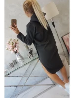 Šaty s kapucňou a bočným rázporkom graphite melange