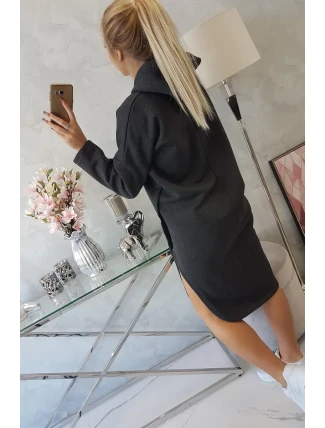 Šaty s kapucňou a bočným rázporkom graphite melange