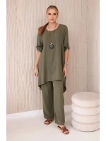Súprava blúzka + nohavice s príveskom light khaki