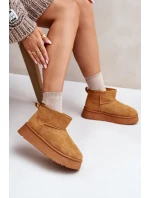 Niskie Śniegowce Damskie Na Platformie Ocieplane Futerkiem Camel Saldren Niskie Śniegowce Damskie Na Platformie Ocieplane Futerkiem Camel Saldren