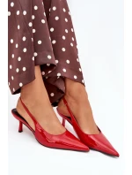 Lakierowane Czółenka Na Szpilce Z Odkrytą Piętą Czerwone Talira
