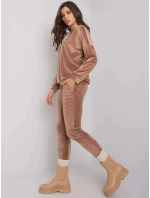 Dámska dvojdielna velúrová súprava 7206.26X hnedá - RUE PARIS