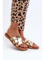 Płaskie Klapki Damskie Z Eko Skóry Złote Risamay