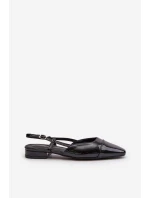 Lakierowane Baleriny Na Niskim Obcasie Z Odkrytą Piętą Czarne Kairael