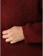 Klasický dámsky sveter s okrúhlym výstrihom v bordovej farbe FashionStreet MY2596 Klasický dámsky sveter s okrúhlym výstrihom v bordovej farbe FashionStreet MY2596