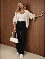 Dámske džínsy so širokými nohavicami a opaskom, čierne, FashionStreet UY3176