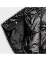 Čierna dámska bunda s ozdobnou kapucňou (B8126-1)
