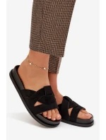 Dámské pantofle Eko semiš s pásky Černé Marivessa