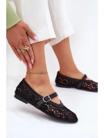 Dámske perforované baleríny s remienkom Orphali - čierne