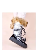 Dámske snehové topánky AT001 Silver with black - CHIC shoes Dámske snehové topánky AT001 Silver with black - CHIC shoes