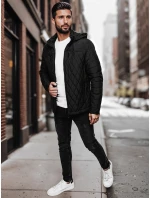 Pánska prešívaná bunda s kapucňou čierna FashionStreet TX4989