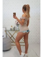 Španielska blúzka s volánikmi béžová Španielska blúzka s volánikmi béžová