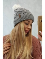 Fleecová čiapka Alice K248 sivá+biela