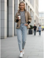 Dámska prešívaná prechodná bunda v ťavej farbe FashionStreet TY5543 Dámska prešívaná prechodná bunda v ťavej farbe FashionStreet TY5543