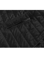 Tenká čierna dámska bunda s látkovými vsadkami (RQW-7013) Tenká čierna dámska bunda s látkovými vsadkami (RQW-7013)