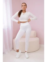 Pruhované legíny biele