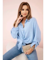 Bavlnená mušelínová košeľa oversize modrá Bavlnená mušelínová košeľa oversize modrá