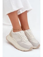 Ocieplane Sneakersy Damskie Na Platformie Big Star SS274008 HI-POLY SYSTEM Jasnobeżowe