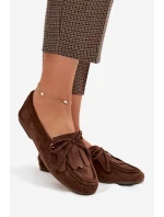 Dámské Mokasíny S Vázáním A Frézle Hnědé Glorina